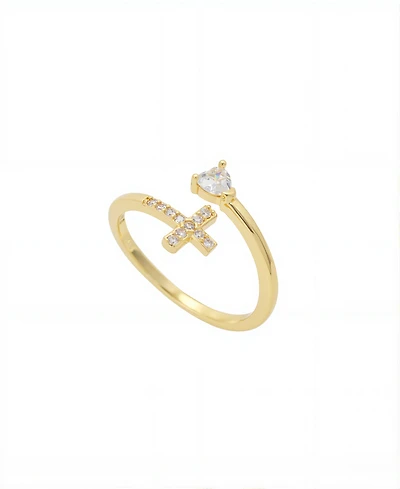 Unwritten Cubic Zirconia Cross and Heart Bypass Ring