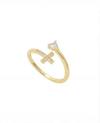 Unwritten Cubic Zirconia Cross and Heart Bypass Ring