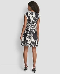 Dkny Petite Jewel Neck Cap Sleeve Dress