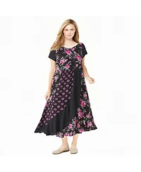 Woman Within Women's Mixed Print Maxi Dress