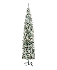 National Tree Company First Traditions 7.5' Acacia Pencil Slim Flocked Tree with Clear Lights