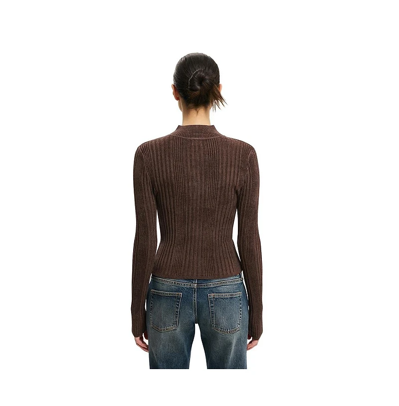 Cotton On Women's Variegated Rib Zip Through