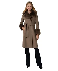 Via Spiga Belted W/Faux Fur Collar & Cuff