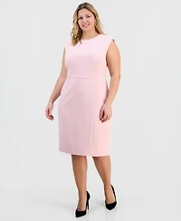 Kasper Plus Round-Neck Stretch-Crepe Sheath Dress