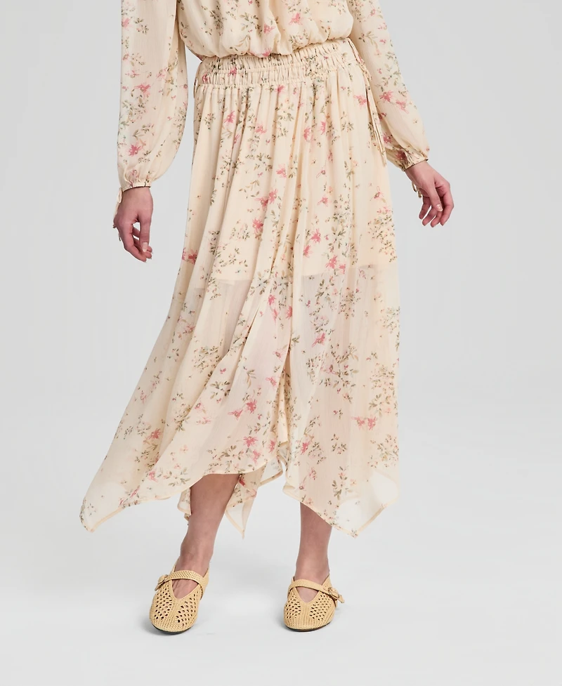 And Now This Women's Floral-Print Handkerchief-Hem Midi Skirt, Macy's Exclusive