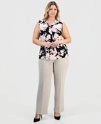 Kasper Plus Printed Knot-Neck Sleeveless Top