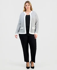 Kasper Plus Textured Long-Sleeve Cardigan Jacket