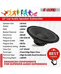 5 Core 12 Inch Subwoofer 1200W Pa Dj 8 Ohm Deep Bass Sub Woofer Loud Speaker