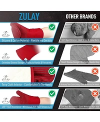 Zulay Kitchen Heat Resistant Thick Cotton Oven Mitts with Non-Slip Silicone Liner