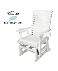 Mega Casa Patio Glider with Cup Holders, High Roll Back and Deep Contoured Seat, Heavy Duty 600 Lbs (1-Seater)