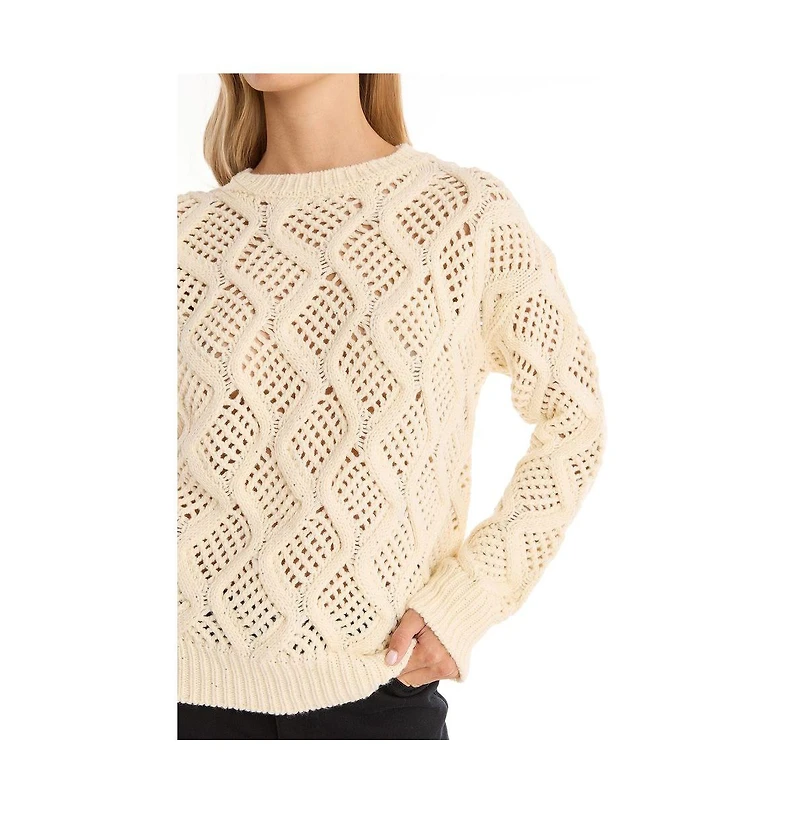 The Noli Shop Womens Sonja Wave Sequin Sweater - Pearl