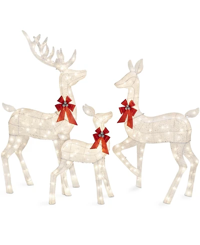 Best Choice Products 6.5ft 3-Piece Lighted Christmas Deer Set Outdoor Yard Decoration with 385 Led Lights, Stakes