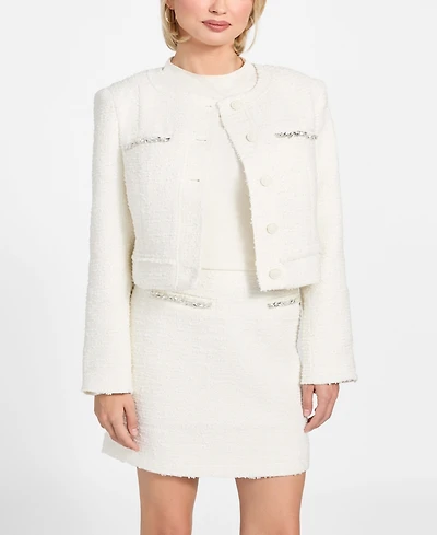 Guess Women's Clotilde Long-Sleeve Cropped Jacket