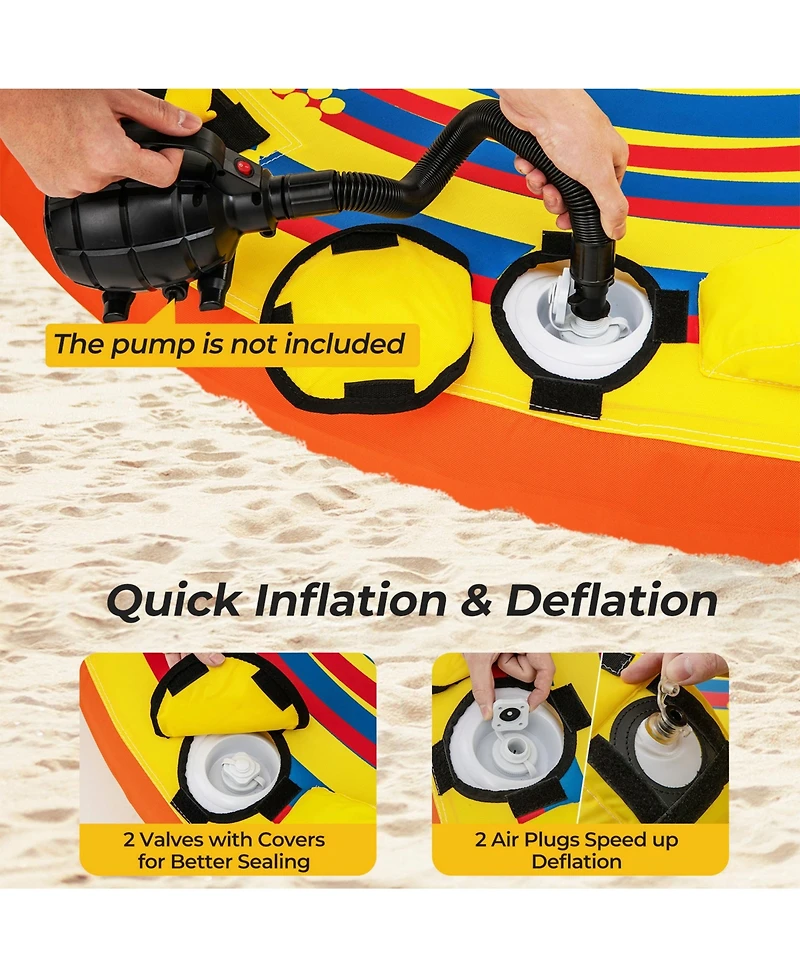 Sugift 1 or 2 Person Inflatable Towable Tube for Boating with Quick Connector