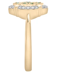 Macy's Emerald (1/3 ct. t.w.) & Diamond (1/6 ct. t.w.) Clover Ring in 14k Yellow Gold Over Sterling Silver