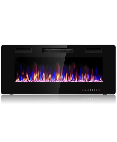 Sugift 42 Inch Recessed Ultra Thin Electric Fireplace with Timer