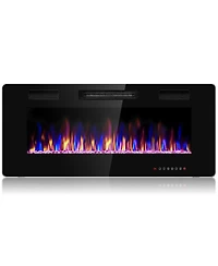 Sugift 42 Inch Recessed Ultra Thin Electric Fireplace with Timer