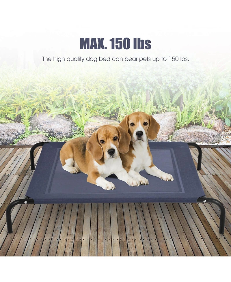Sugift Large Indoor Outdoor Camping Steel Frame Elevated Pet Cot Mat