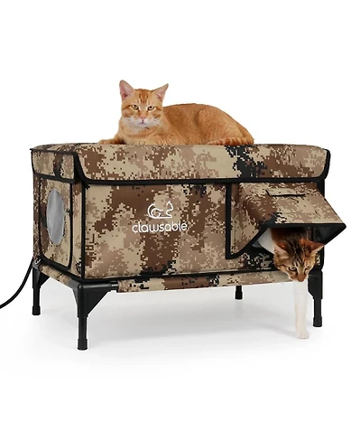 Clawsable Heated Outdoor Cat House,Feral Shelter,Fit 2-3 Cats