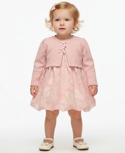 Bonnie Baby Girls 2-Piece Bonaz Short Sleeve Dress and Cardigan Set