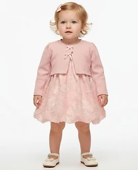 Bonnie Baby Girls 2-Piece Bonaz Short Sleeve Dress and Cardigan Set