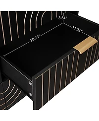 Casainc Carved Storage Cabinet with 6 Drawer and Metal Handles