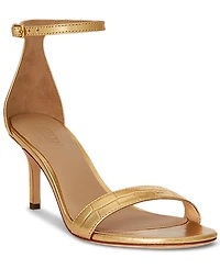Lauren Ralph Women's Allie Mid-Heel Crocodile-Embossed Sandals