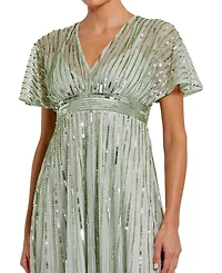 Mac Duggal Women's Embellished Short Sleeve Empire Waist Dress