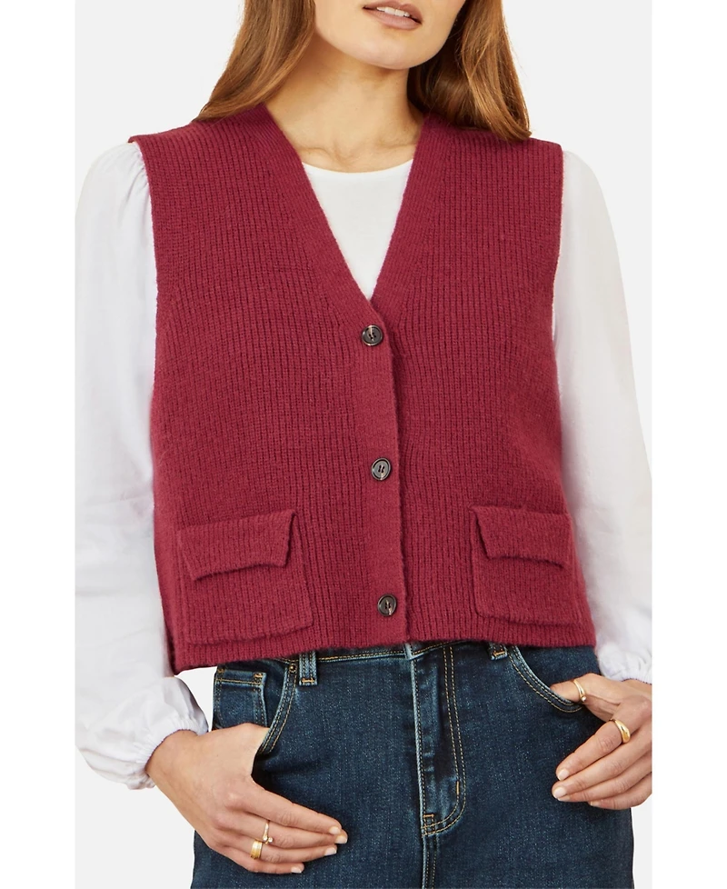 Yumi Women's Knitted Pullover Waistcoat