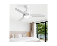 Sofucor 46-inch Modern White 3-blade Ceiling Fan with Led Light with Six-speed Remote Control