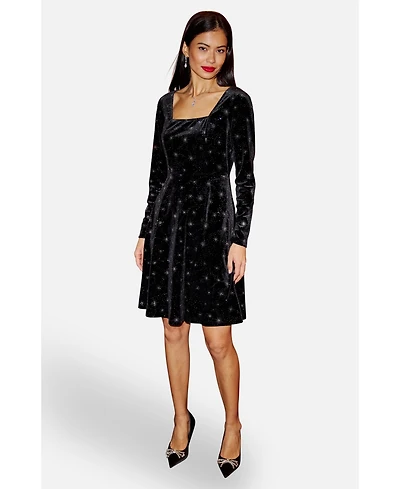 Yumi Women's Starburst Foil Print Skater Dress