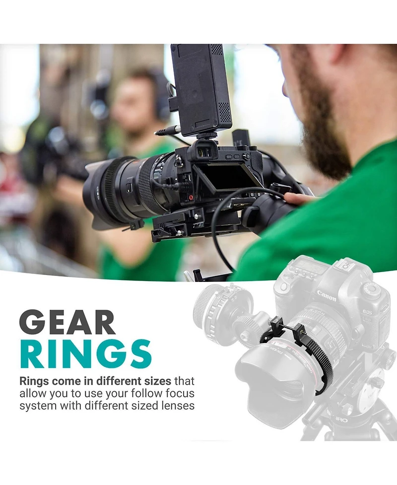 Movo FR3 Adjustable 3-Piece Follow Focus Ring Gear Set