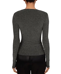 Reiss Women's Metallic-Knit Long-Sleeve Top