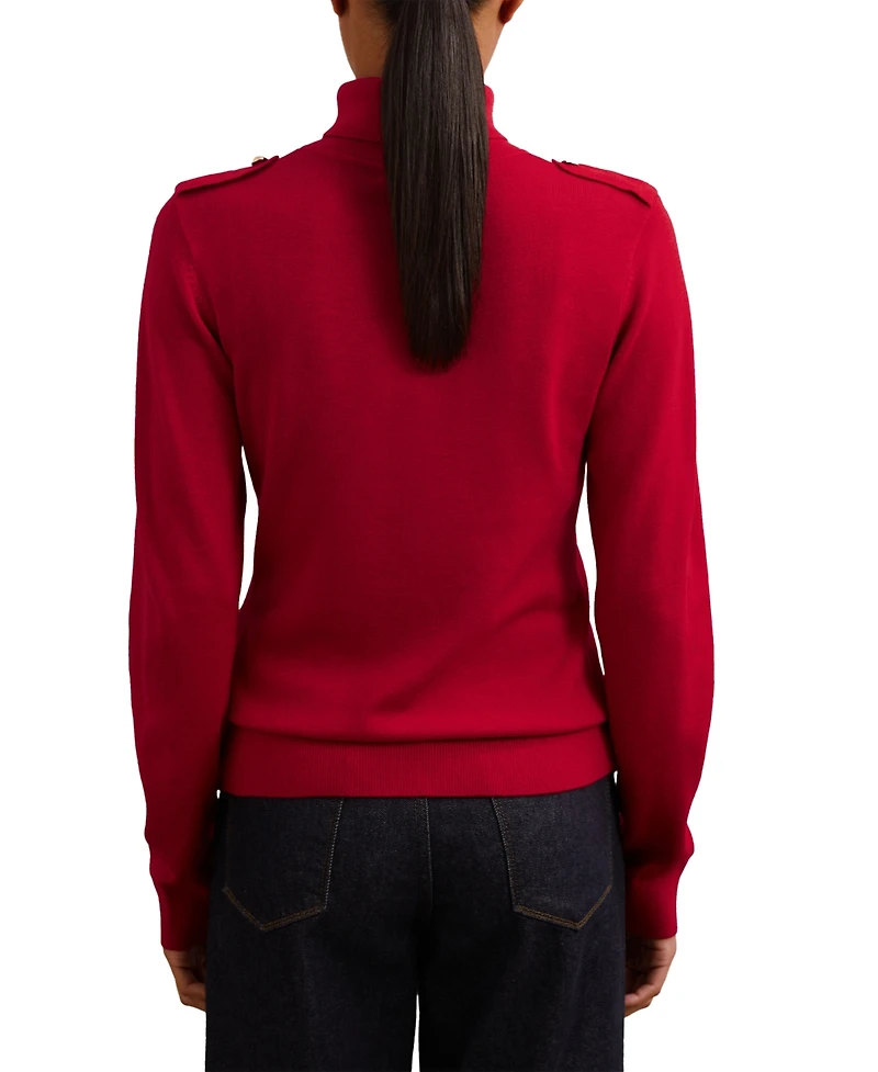 Reiss Women's Wool Epaulette Roll-Neck Sweater