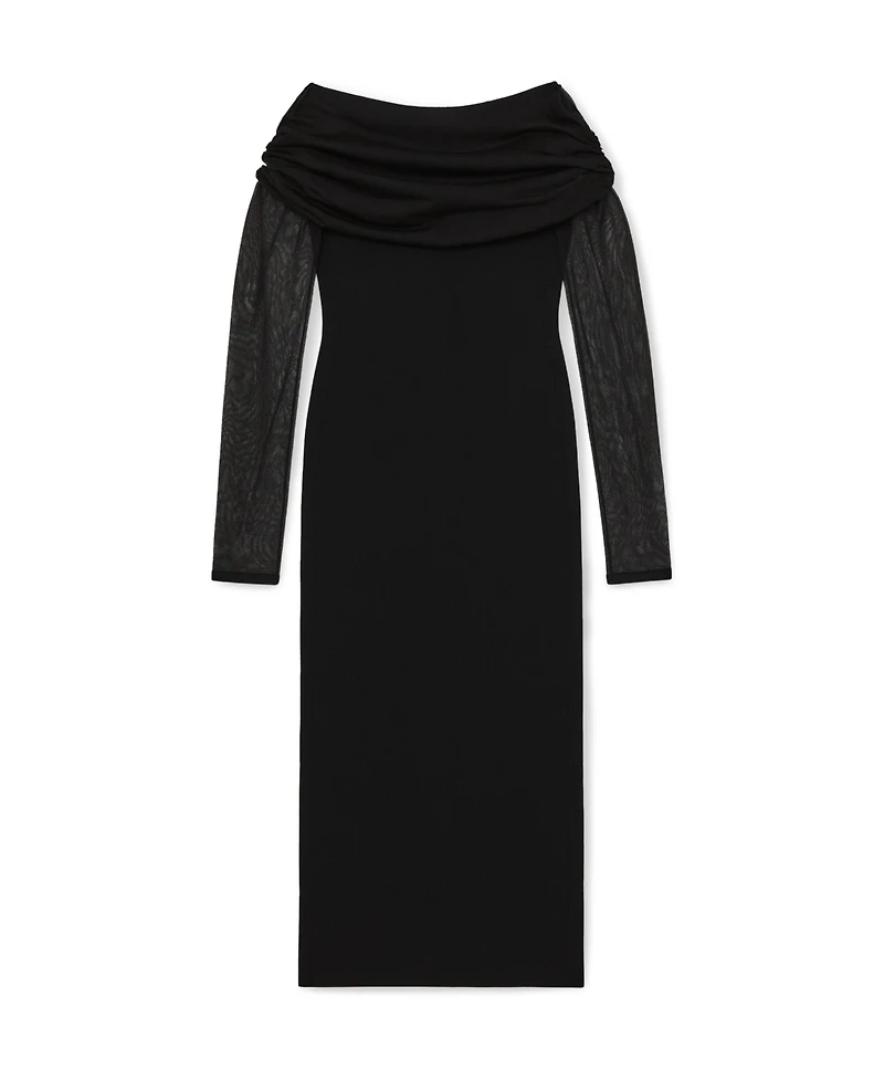 Reiss Women's Sheer-Sleeve Knit Midi Dress