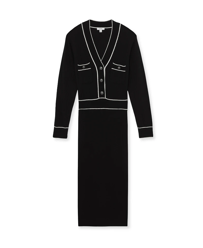 Reiss Women's Wool-Blend Tipped with Cashmere Dress