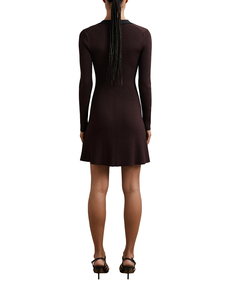 Reiss Women's Craft-Stitch Rib-Knit Mini Dress