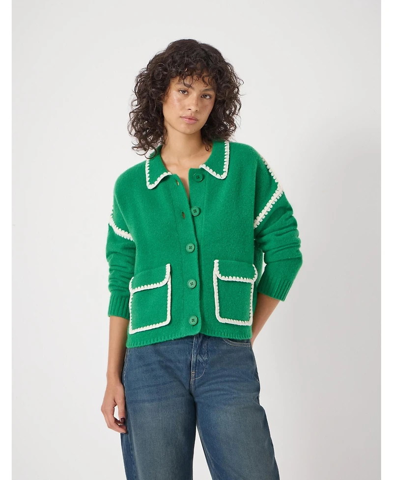 Hush Women's Wool Blend Whipstitch Trim Shirt Jacket