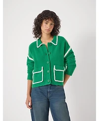 Hush Women's Wool Blend Whipstitch Trim Shirt Jacket