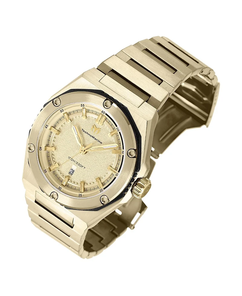 Technomarine Men's Tm-416076 Coral Quartz 3 Hand Gold Dial Watch