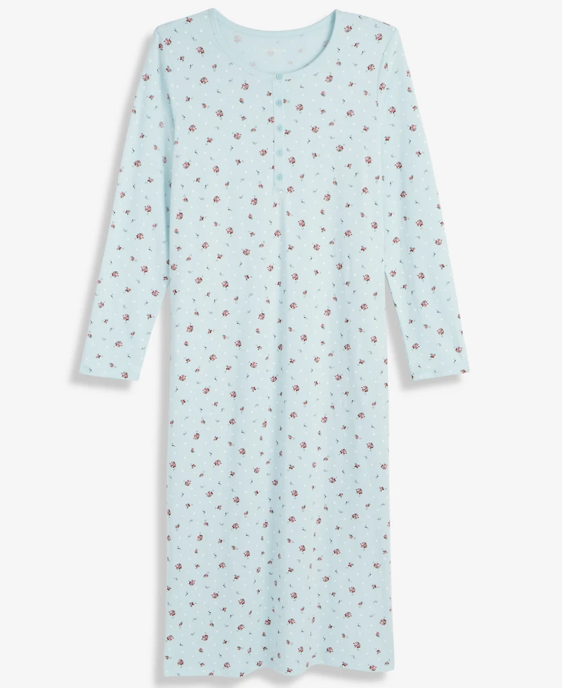 Charter Club Women's Cotton Long-Sleeve Nightgown, Created for Macy's