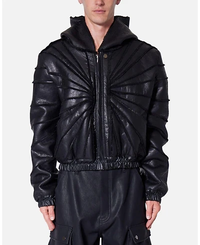 mnml Men's Leather Web Cropped Hoodie