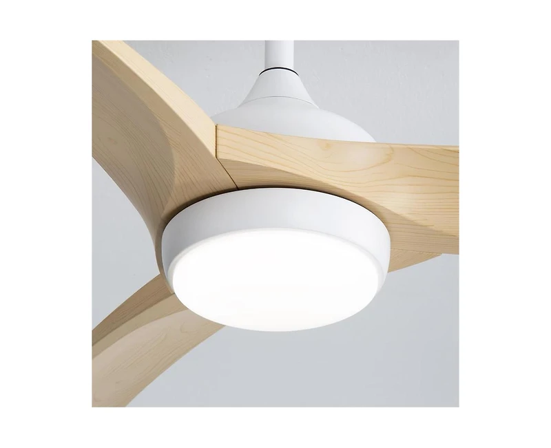 Sofucor 52-inch Modern White Standard 3-Blade Ceiling Fan With Remote and Led Light