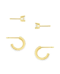 And Now This Crystal Stud and Hoop Earrings Set