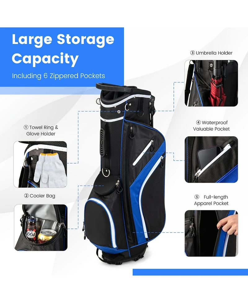 Skonyon Lightweight Golf Stand Bag with 14 Way Top Dividers and 6 Pockets