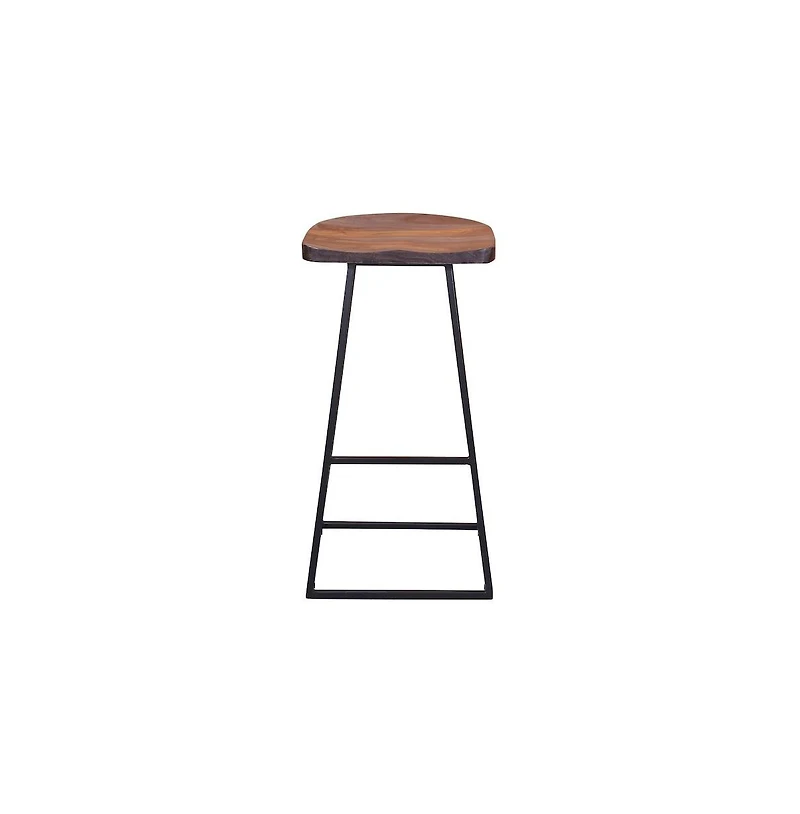 Porter Designs Clement Solid Sheesham Wood 30" Bar Stool, Gray