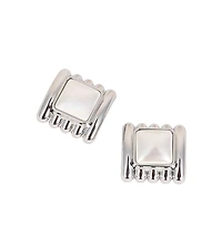 Women's The Ribbed-Diane Stud Earrings - Chrome Silver