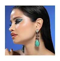 Women's The Veined-Teardrop Drop Earrings - Metallic Silver