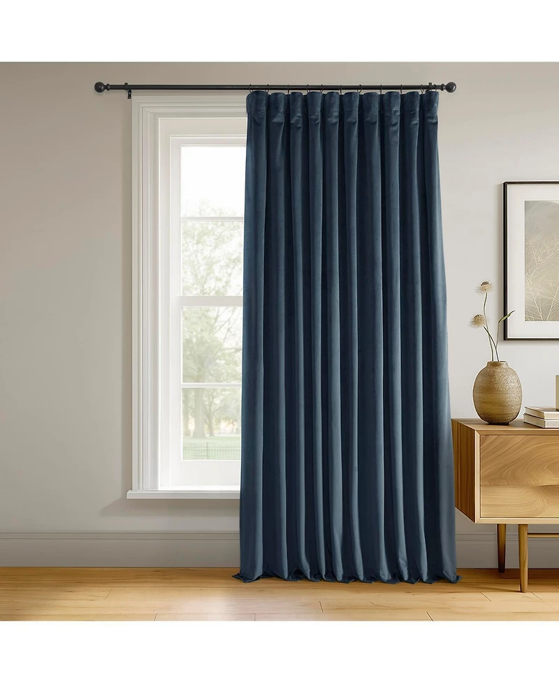 Half Price Drapes Midnight Blue Signature Extra Wide Velvet Blackout Curtain
