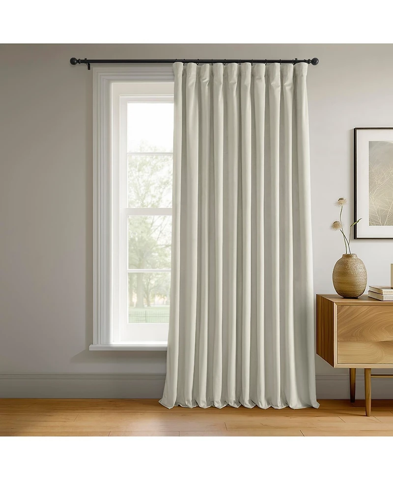 Half Price Drapes Warm Off White Signature Extra Wide Velvet Blackout Curtain